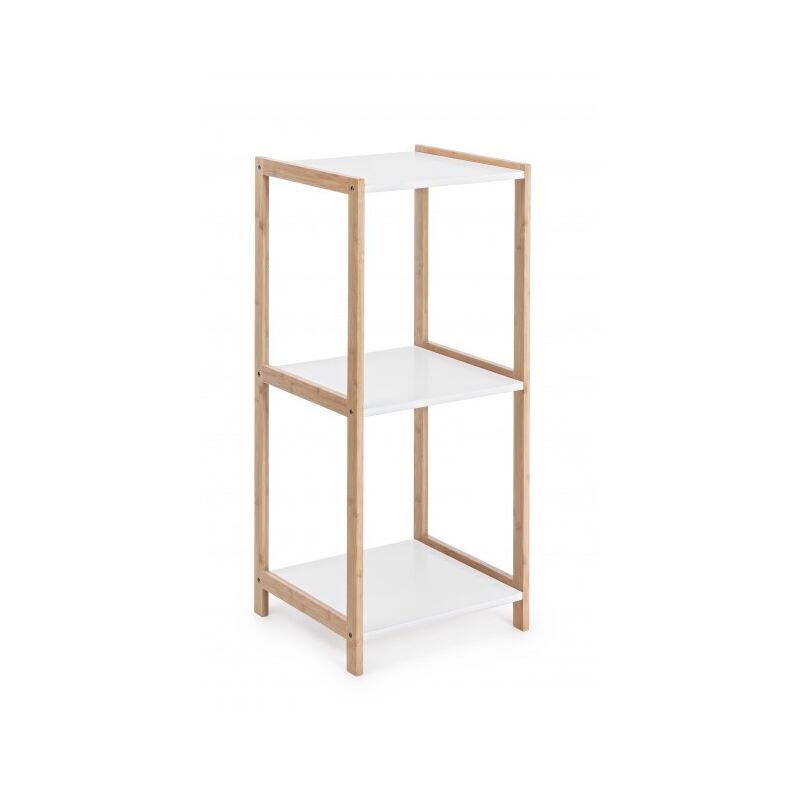 

Estantería 79 cm con estructura de madera de bambú y 3 baldas color blanco mate | Blanco