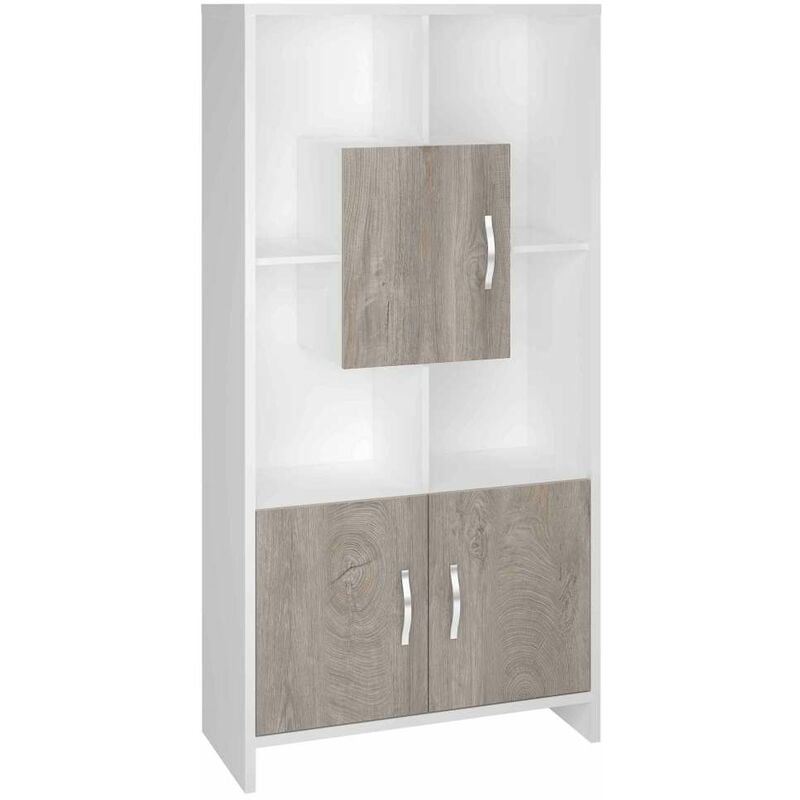 

Estantería alta con 3 puertas color blanco/roble 180 cm(alto)90 cm(ancho)40 cm(fondo). Color BLANCO SOLT-ROBLE NUDOS