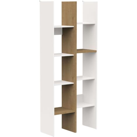 Estantería Alta Librería Acces Color Roble Hamilton y Blanco 76x183x33 cm