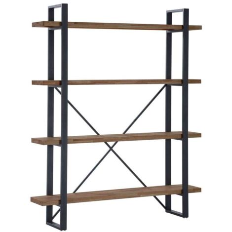 Estantería alta Plank acabado roble american/negro, 180cm(alto) 150cm(ancho) 35cm(largo).