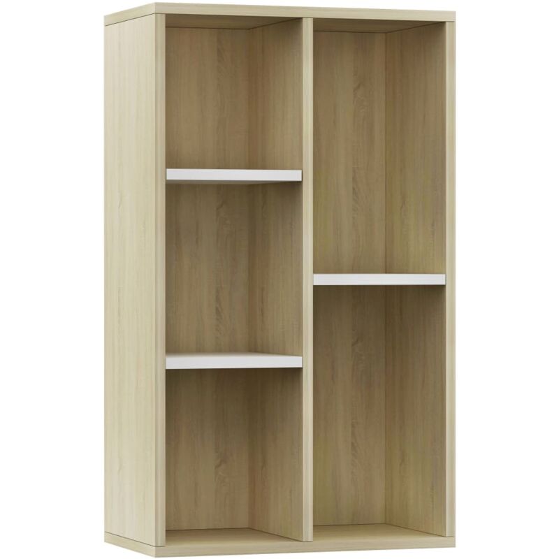 

vidaXL Estantería/Aparador Aglomerado 50x25x80 cm Blanco Roble Sonoma - Multicolor