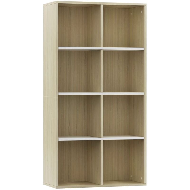 

vidaXL Estantería/Aparador Aglomerado 66x30x130 cm Blanco y Roble Sonoma - Multicolor