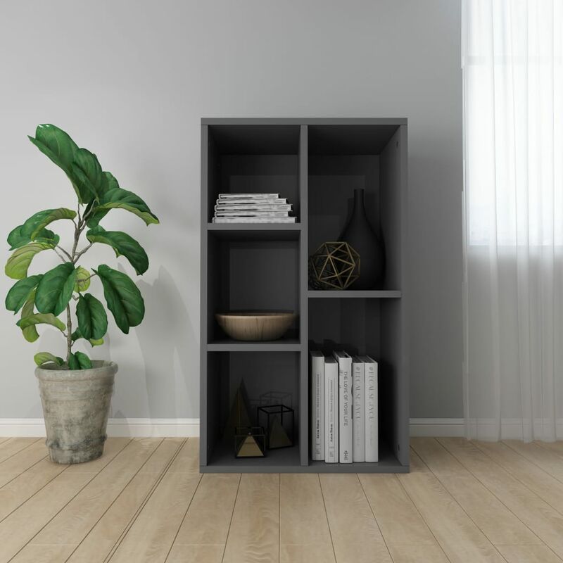 

Estantería/Aparador aglomerado gris con brillo 50x25x80 cm