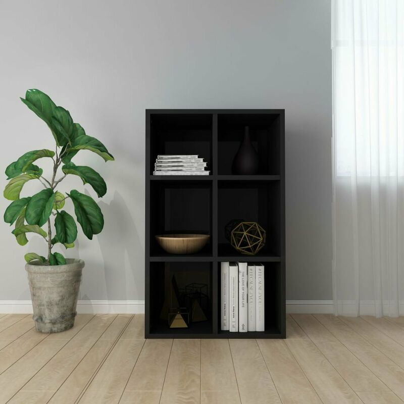 

Happyshopping - Estanteria/Aparador de aglomerado negro brillante 66x30x97,8 cm