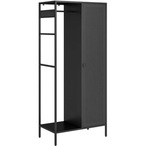 Estantería armario 180x80x45 cm mueble de almacenaje dormitorio con 4 baldas acero negro 030008877