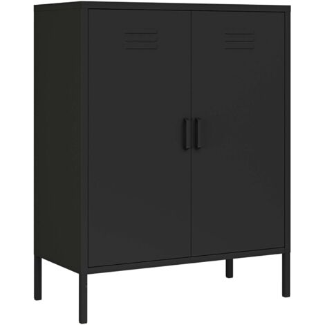Estantería/armario de almacenamiento de acero metálico 102 x 80 x 40 cm negro mate 030008912
