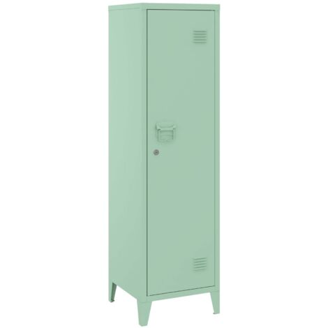Estantería/armario de almacenamiento metálico con cerradura verde 137 x 38 x 38 cm 030008948