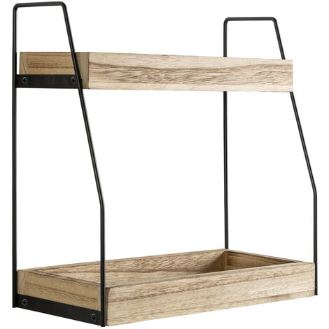 Estantería Artur de 2 niveles, madera de Paulownia - Madera