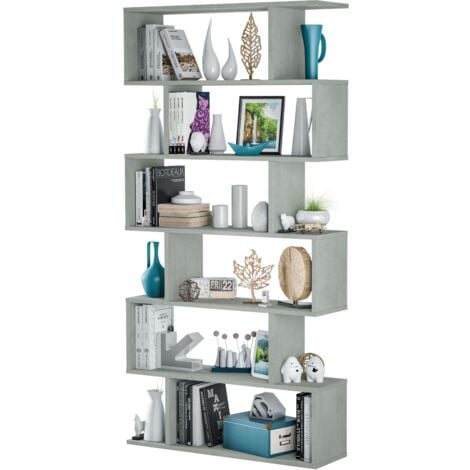 Estanteria Athena Alta Comedor Recibidor Decoración Color Cemento 80x192x24 cm