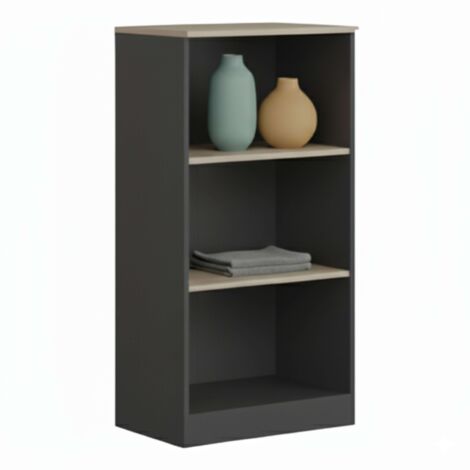 Estantería Auxiliar Nibis Oficina Estudio 3 Estantes Roble Sonoma y Gris Antracita 60x116x40 cm