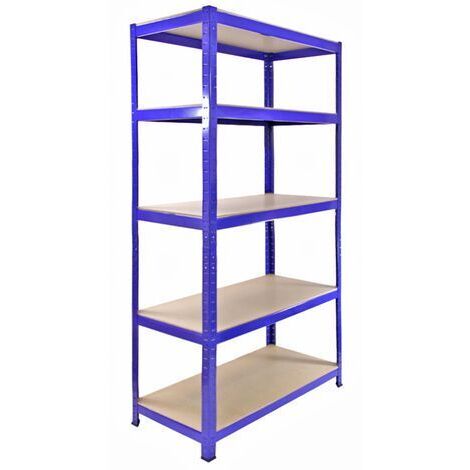 Estantería Azul T-Rax De Acero Sin Tornillos 90x45x180cm con 5 Estantes Almacenamiento Almacenaje Herramientas Taller Almacén Garaje Estanteria Metalica Industrial Capacidad Peso 200kg por Estante