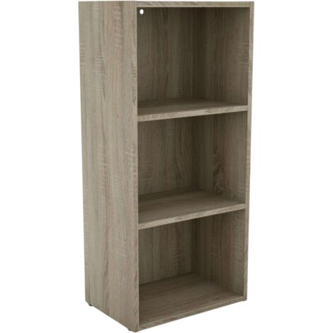 Estantería Baja Salón, Almacenamiento 3 Niveles de Comedor Plea Roble Sonoma 42x92x29 cm