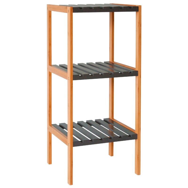 

Lolahome - Estantería con 3 baldas de bambú natural nórdica gris de 80x33x34 cm