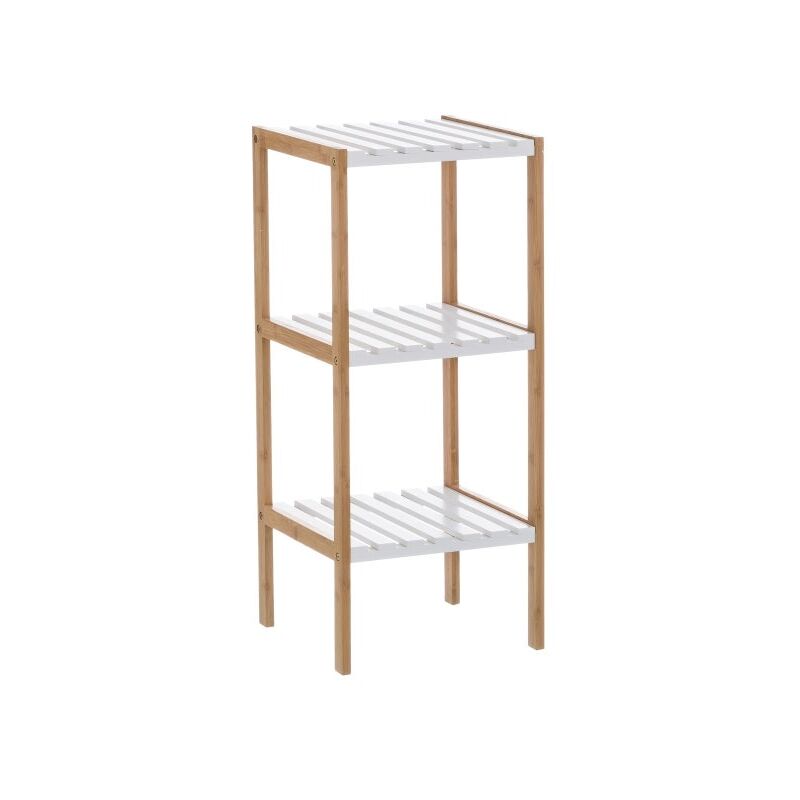 

Lolahome - Estantería con 3 baldas de bambú nórdica blanca de 80x33x34cm