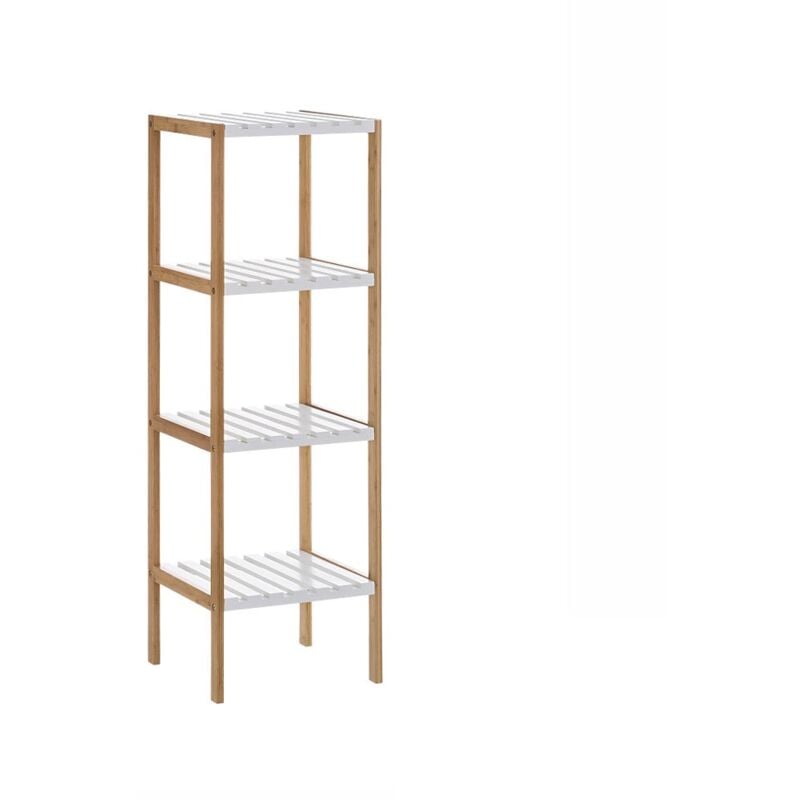 

Lolahome - Estantería con 4 baldas de bambú nórdica blanca de 110x33x34 cm