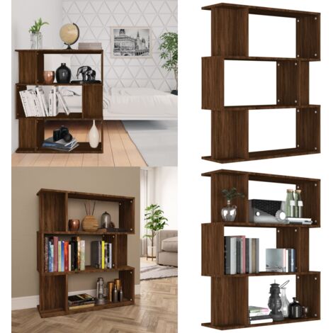 Estantería/Biombo madera contrachapada marrón roble 80x24x96 cm - Estantería decorativa - Estantería madera