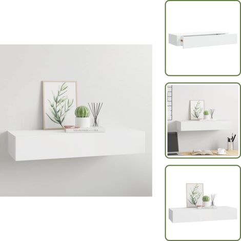 Estantería blanca - vidaXL Estante con cajón de pared MDF blanco 60x23,5x10 cm - Estantería compacta