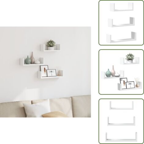 Estantería blanca - vidaXL Estante de pared 3 unidades madera de ingeniería blanco - Almacenamiento en pared