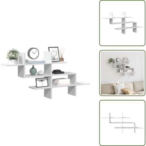 Estantería blanca - vidaXL Estantería de pared madera ingeniería blanca 124,5x18x60,5 cm - Espacio de almacenamiento