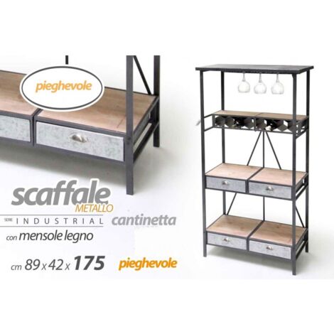 Estantería Cantinetta con cajoneras urbanas cm 89 x 42 x 175 h