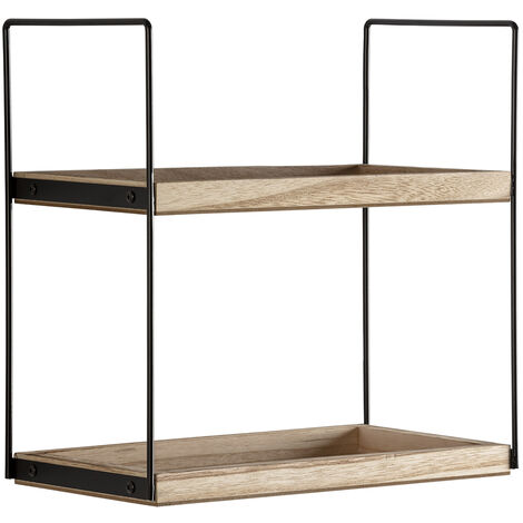 Estantería Carlos de 2 niveles, madera de Paulownia