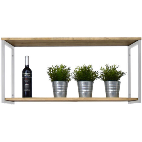 Estantería Colgante 2 Estantes iCub 2 Marcos Efecto vintage estilo industrial 120x30x47 cm