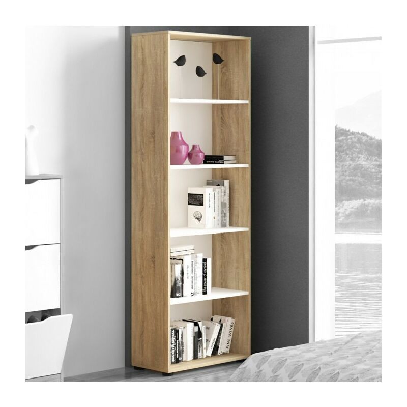 

La Cibertienda - Estanteria color cambrian y blanco, muebles de dormitorio