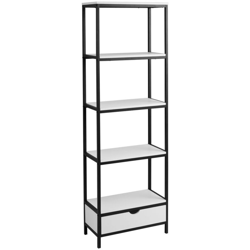 

Estantería con 1 cajón de metal y MDF blanco y negro de 60x30x180 cm
