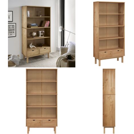 Estantería con 2 cajones OTTA madera maciza de pino marrón - Estantería de pino - Estantería de madera maciza