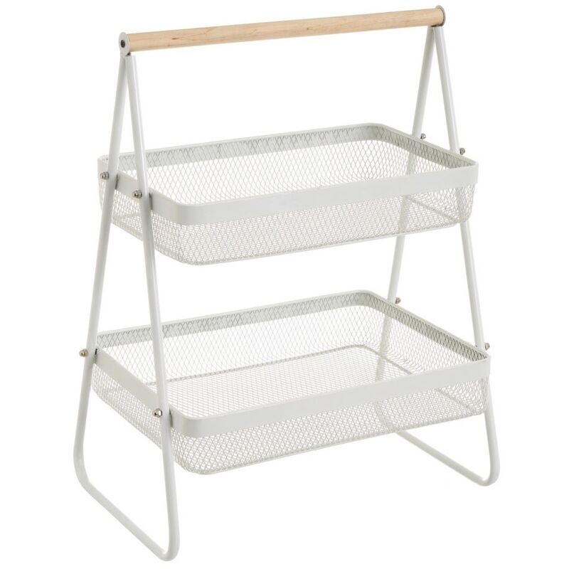 

Estantería con 2 cestas de rejilla de metal blanca de 37x25x50 cm