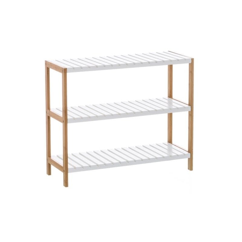 

Lolahome - Estantería con 3 baldas de bambú nórdica blanca de 58x26x70cm