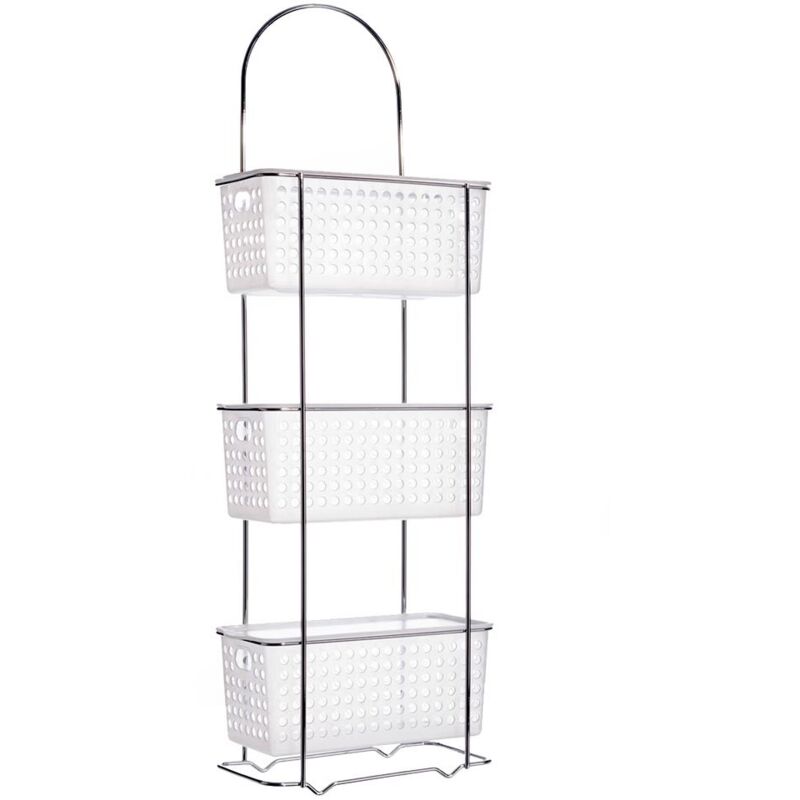 

Lolahome - Estantería con 3 cestas de metal blanca de 27x14x85 cm
