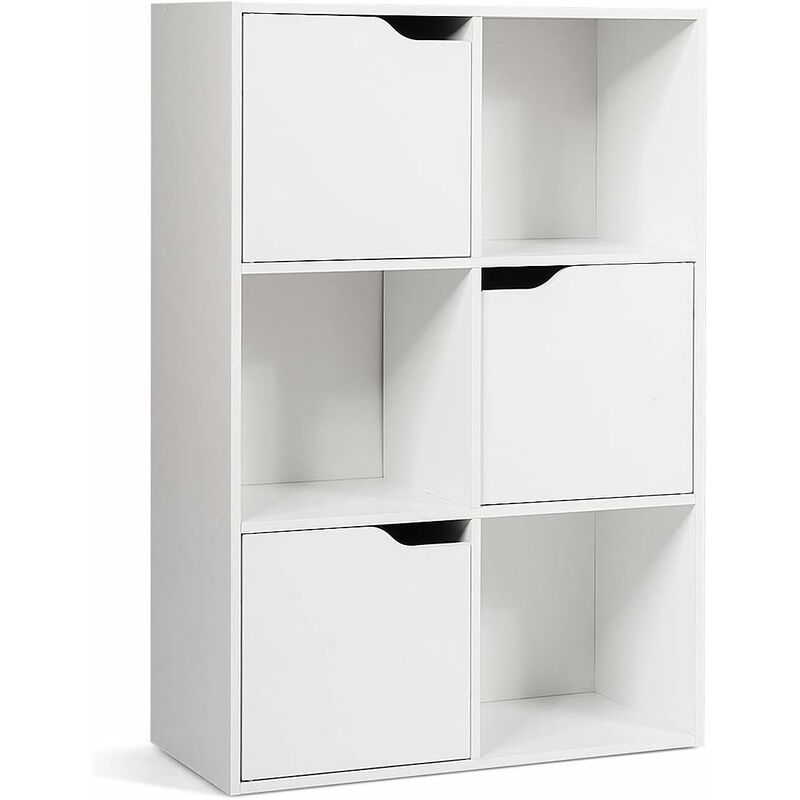 

Costway - Estantería con 6 Compartimentos Armario Estante para Oficina Librería de Blanco para Almacenamiento