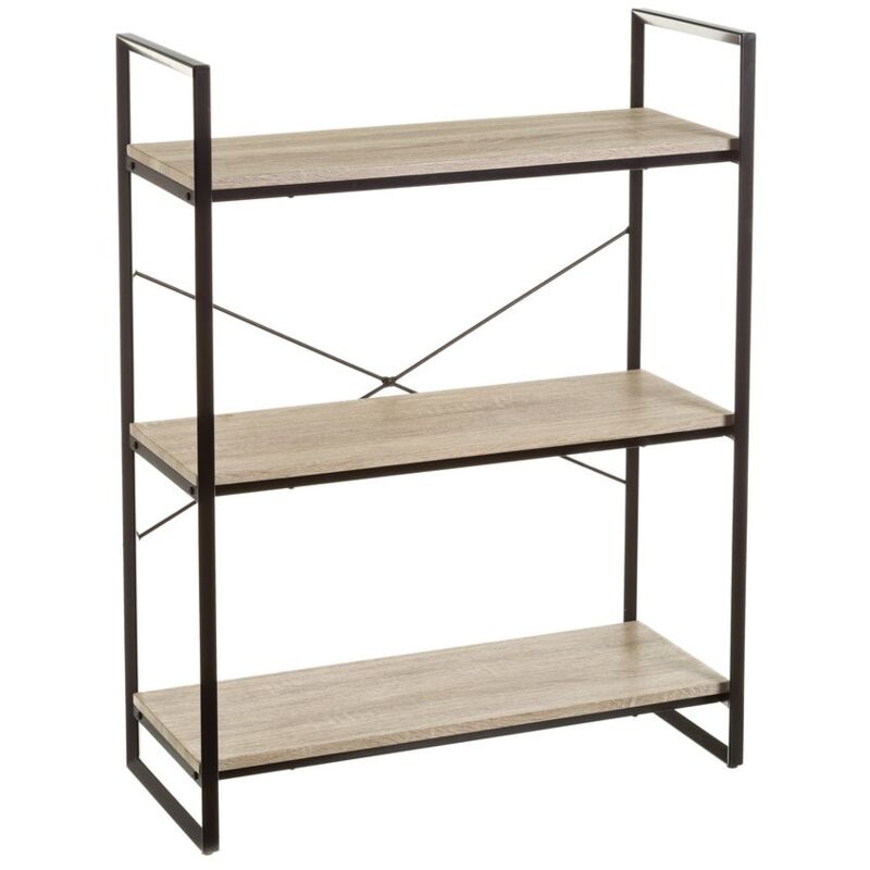 

Lolahome - Estantería con 3 estantes de metal y PVC negra industrial de 104x33x80 cm