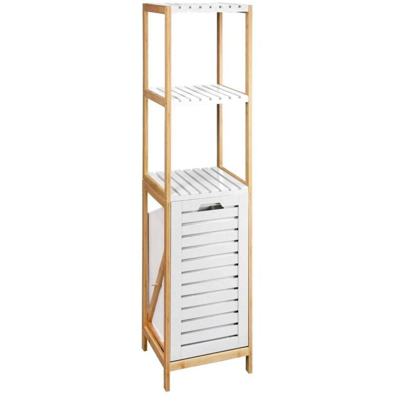 

Lolahome - Estantería con cesto de bambú natural nórdica blanca de 140x33x34 cm