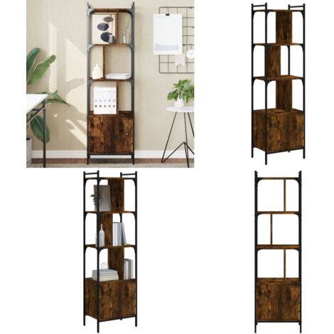 Estantería con puerta madera roble ahumado 44,5x30x154,5 cm - Estantería con puerta - Estantería de roble