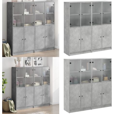 Estantería con puertas madera de ingeniería gris 136x37x142 cm - Estantería con puertas - Estantería gris