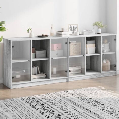 Estantería con puertas madera gris Sonoma 204x37x75 cm vidaXL