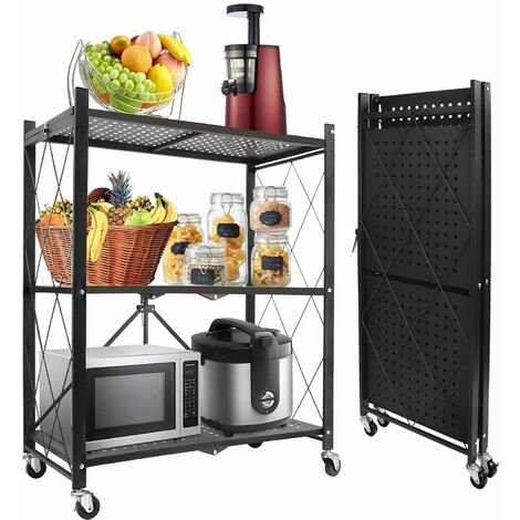 Carrito plegable de almacenamiento de frutas y verduras con ruedas, cesta  de frutas móvil estrecha para cocina, despensa, baño, garaje, oficina  (color