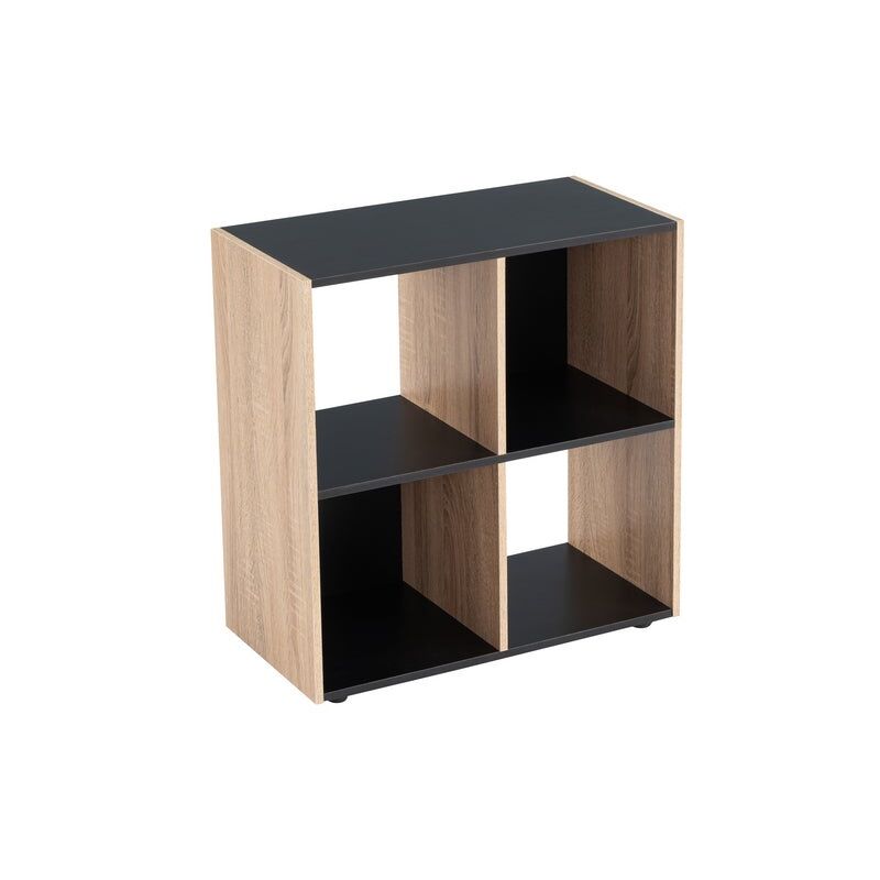 

Estantería cubo de madera MDF negra y beige contemporánea, de 60x29x62 cm