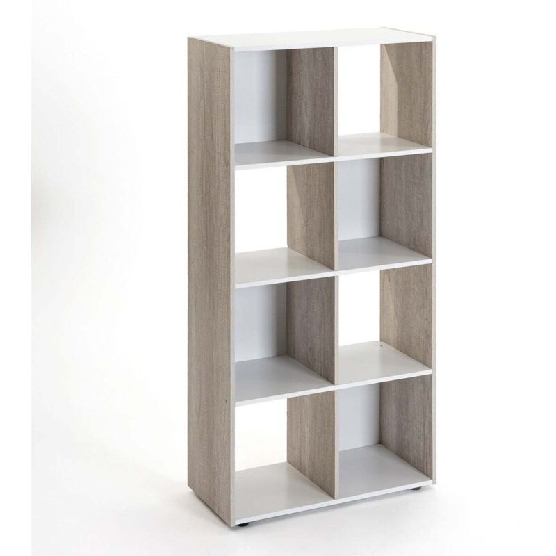 

Estantería cubo de madera MDF blanca contemporánea, de 60x29x120 cm