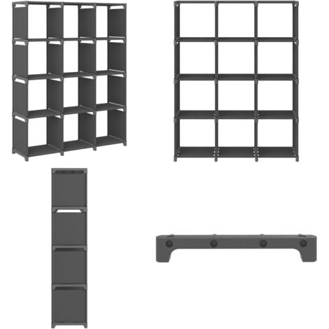 Estantería de 12 cubos de tela gris 103x30x141 cm - Estantería de 12 cubos - Estantería gris