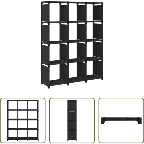 Estantería de 12 cubos - Estantería de 12 cubos de tela negra 103x30x141 cm