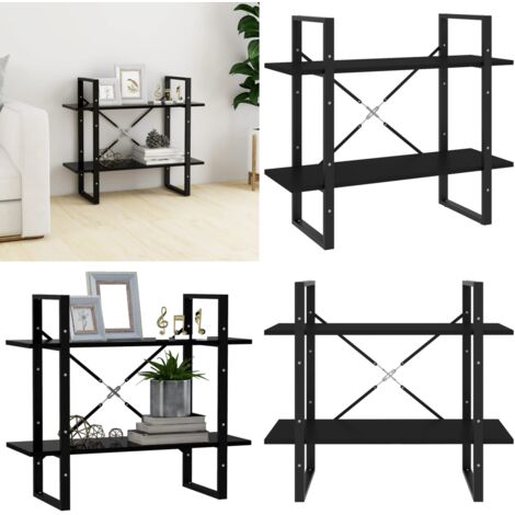 Estantería de 2 niveles madera contrachapada negro 80x30x70 cm - Estantería de madera - Estantería industrial
