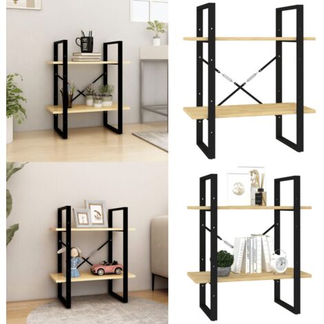 Estantería de 2 niveles madera maciza de pino 60x30x70 cm - Estantería de libros - Estantería industrial