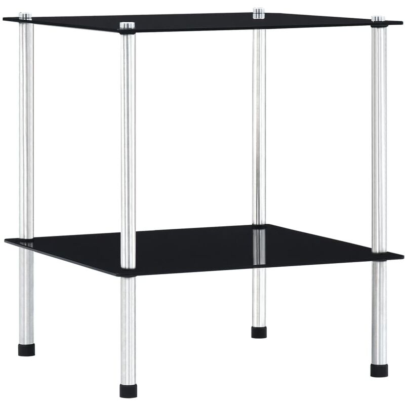 

Estantería de 2 niveles vidrio templado negro 40x40x47cm