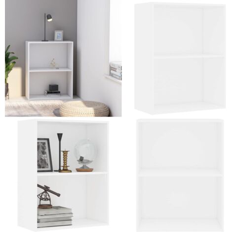 Estantería de 2niveles madera contrachapada blanca 60x30x76,5cm - Estantería de madera - Estantería de 2 niveles