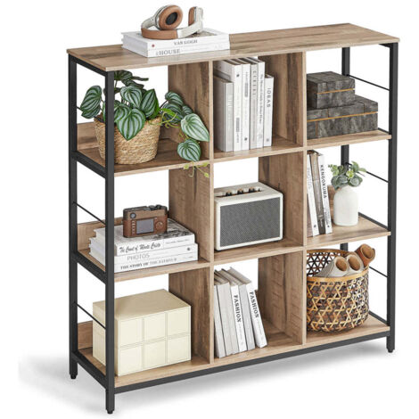 Estantería de 3 niveles estilo industrial 9 cubos para salón oficina recibidor y cocina 100 x 30 x 1031 cm marrón 120006397