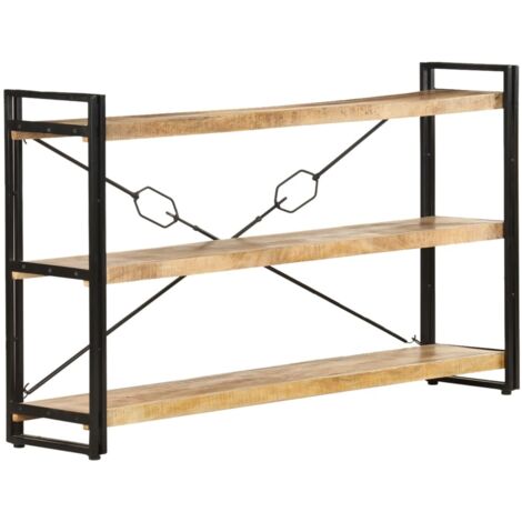 Estantería de 3 niveles madera maciza de mango 140x30x80 cm
