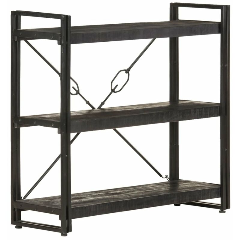 

Estanteria de 3 niveles madera maciza de mango negro 90x30x80cm